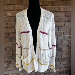 Carve Designs Knit Cardigan Sweater Small Cotton Striped